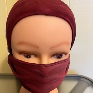 Crimson Red Head-Wrap Face Mask